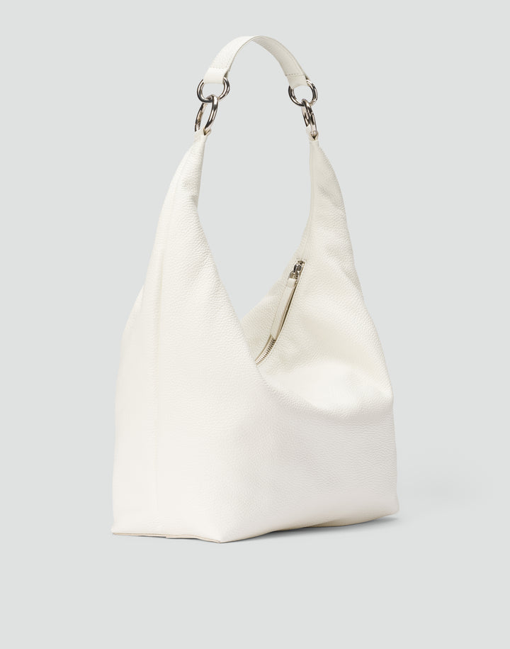 HYER GOODS tumbled leather oversized hobo ring bag brown#color_white