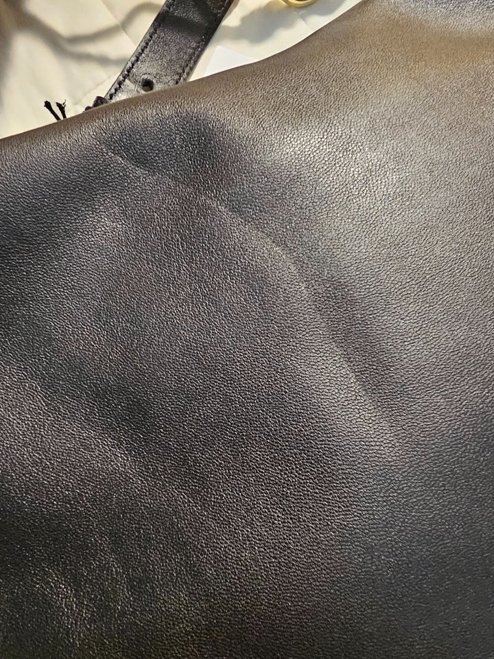 hyer goods ring bag convertible leather hobo bag#color_black-gold