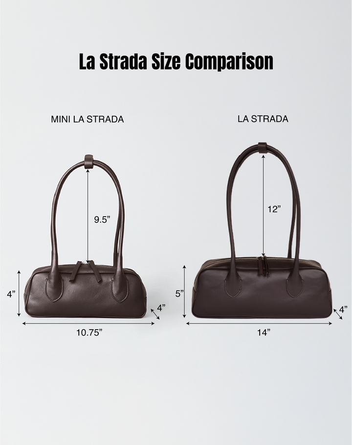 HYER GOODS Mini La Strada East West Baguette Shoulder Bag #color_chocolate-gold