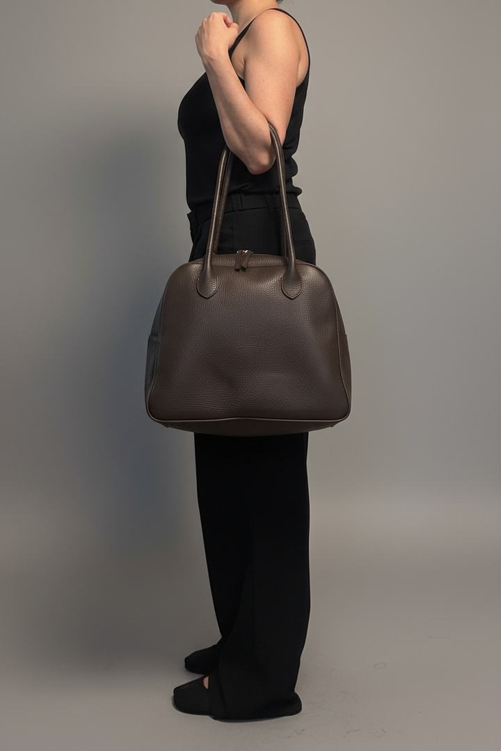 Tumbled Leather Bowling Tote