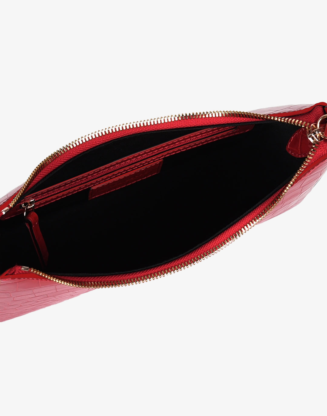 recycled genuine leather everyday shoulder bag red crocodile #color_bright-red-croco