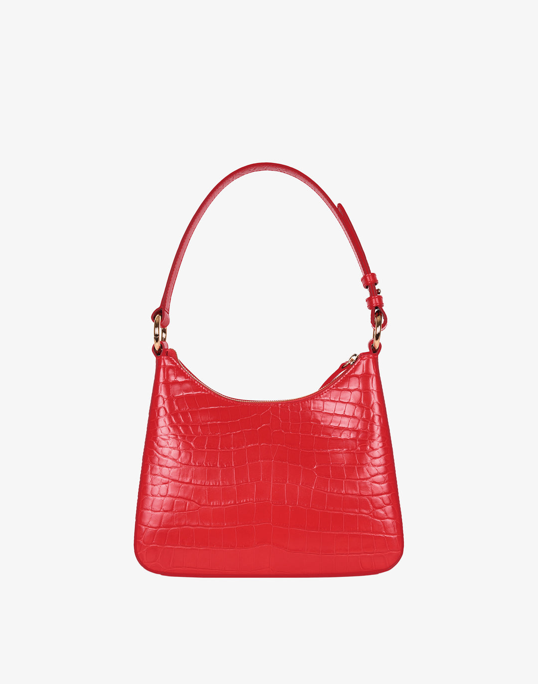 recycled genuine leather everyday shoulder bag red crocodile #color_bright-red-croco