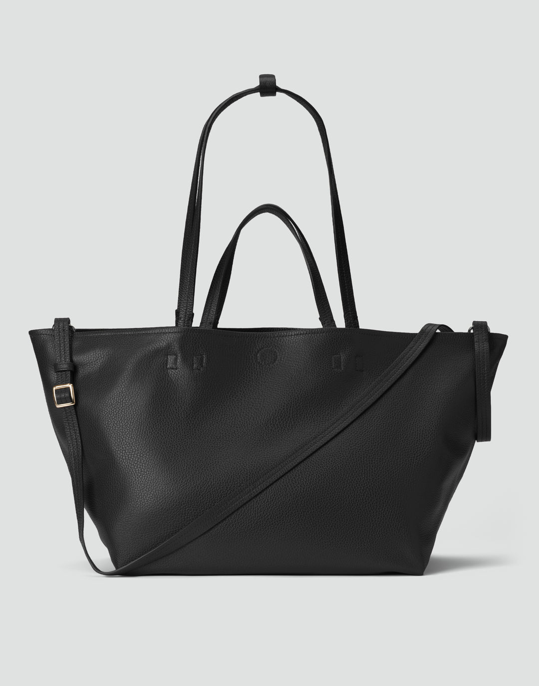 HYER GOODS Mercato soft tumbled leather tote back #color_black