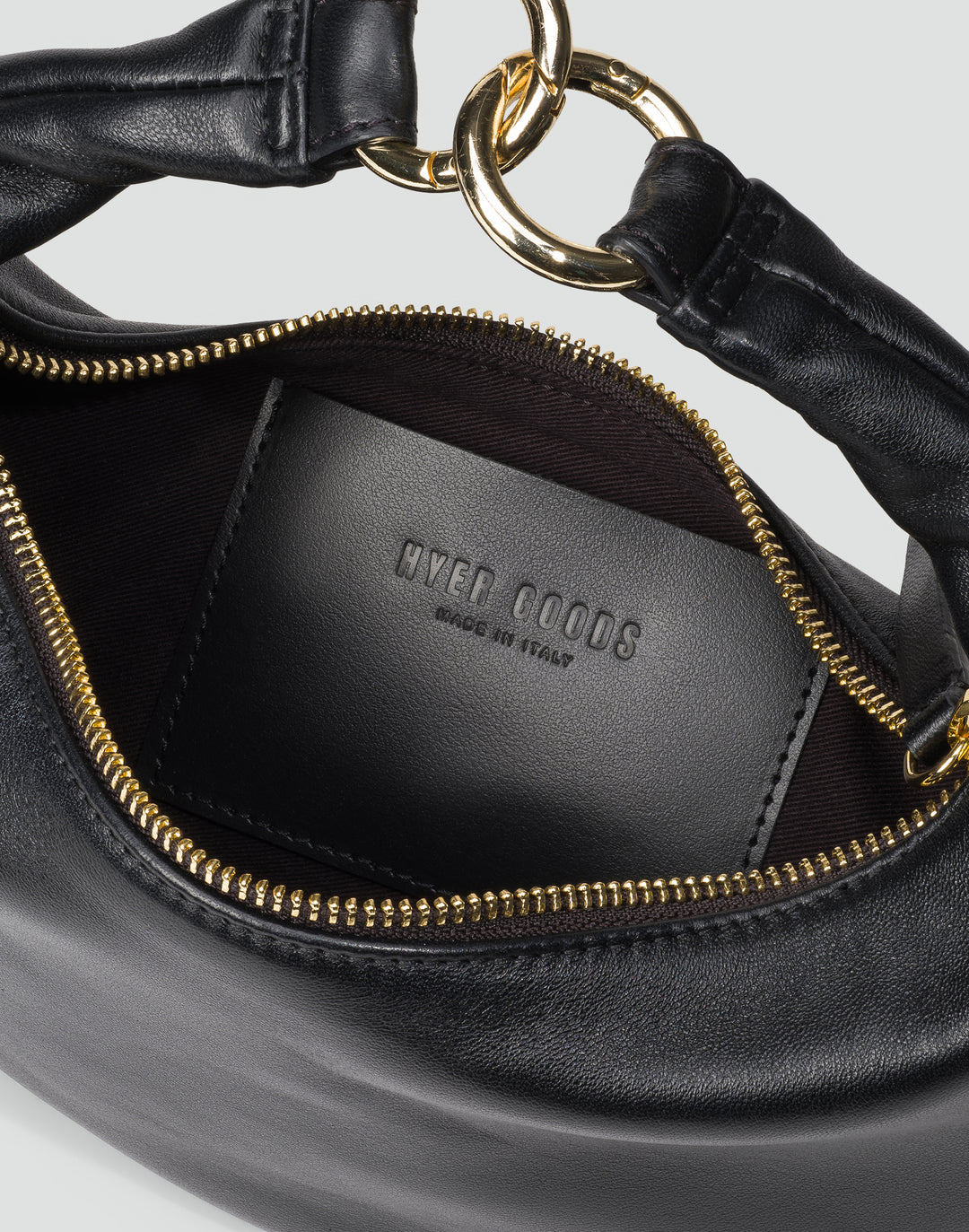HYER GOODS Mini crescent micro ring bag black gold#color_black-gold