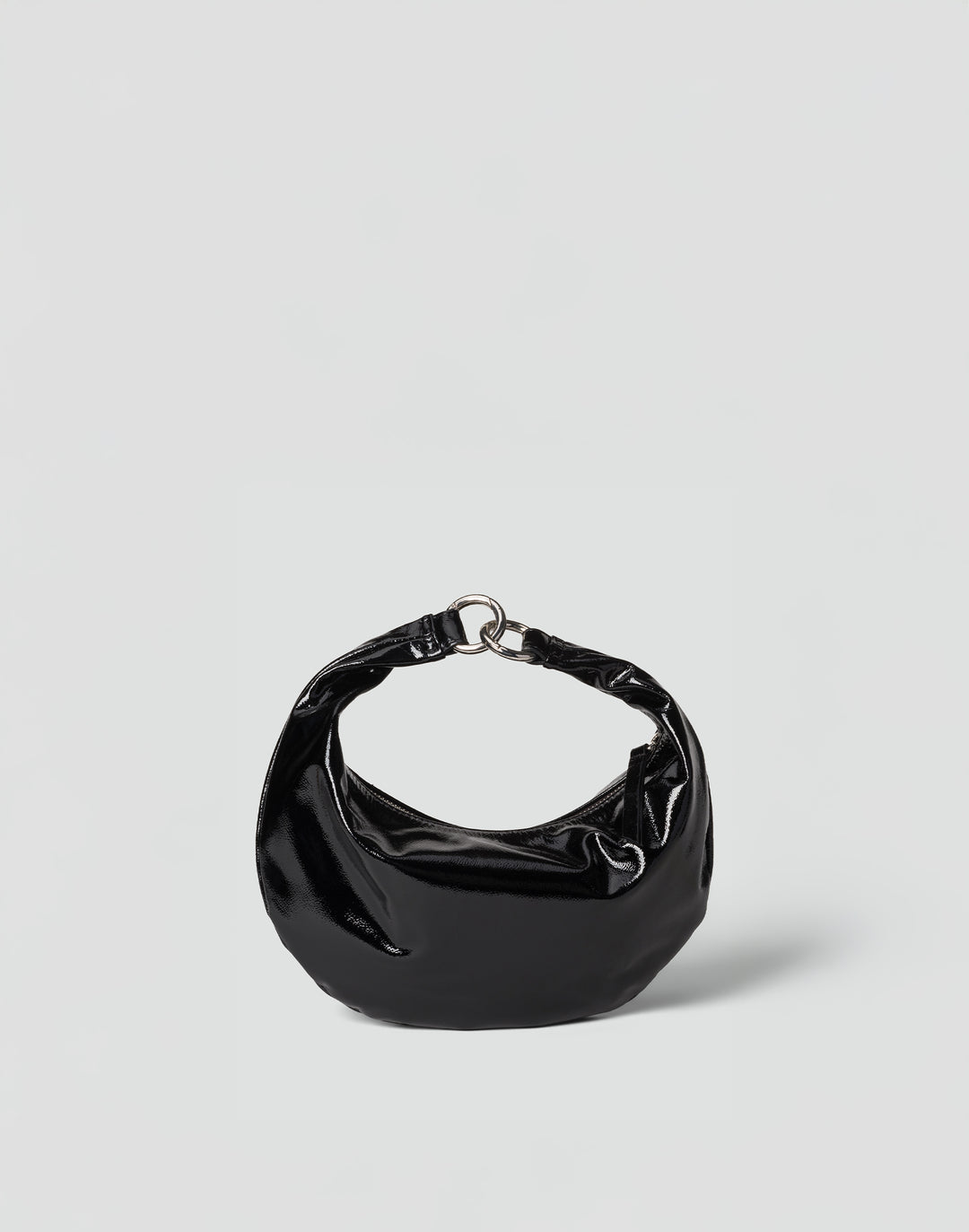 HYER GOODS Mini crescent micro ring bag black shiny patent naplak#color_black-naplak