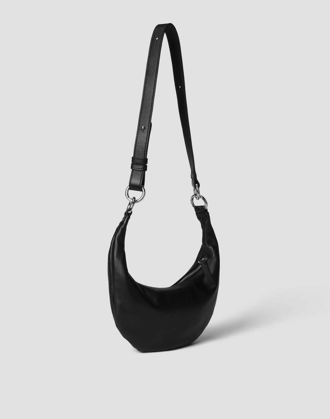 HYER GOODS Mini crescent micro ring bag black silver#color_black-silver