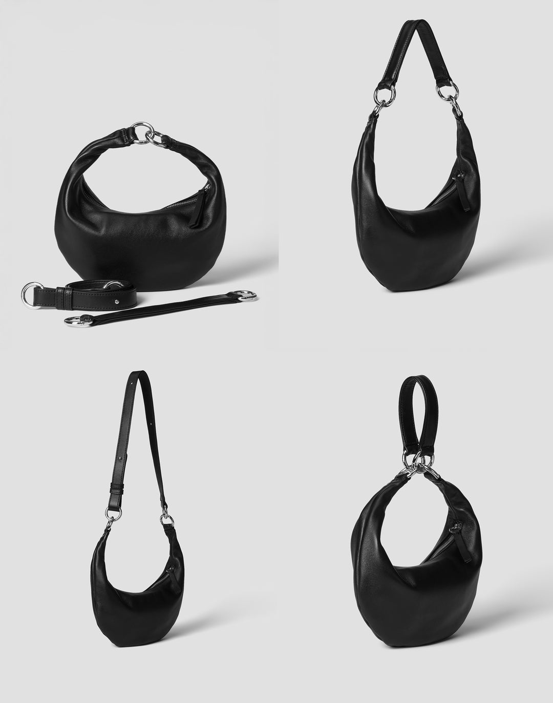 HYER GOODS Mini crescent micro ring bag black silver#color_black-silver