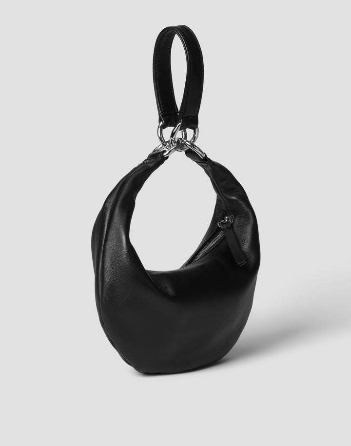 HYER GOODS Mini crescent micro ring bag black silver#color_black-silver