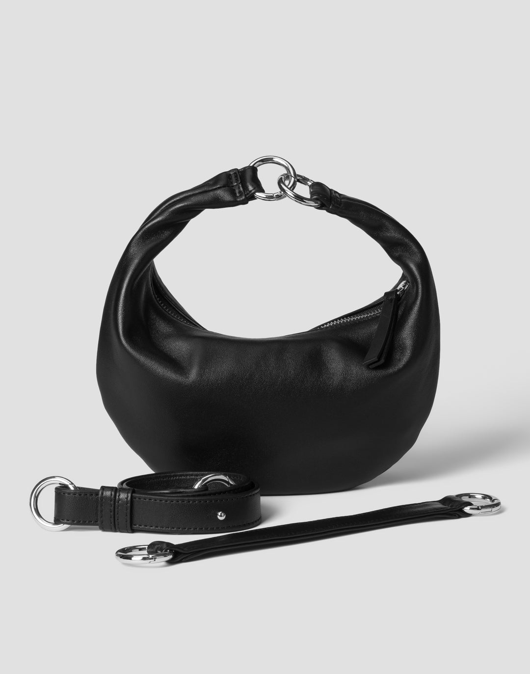 HYER GOODS Mini crescent micro ring bag black silver#color_black-silver