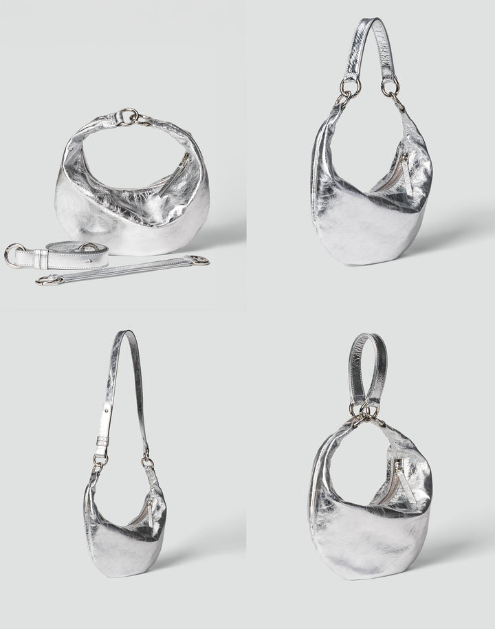 HYER GOODS Mini crescent micro ring bag silver #color_silver
