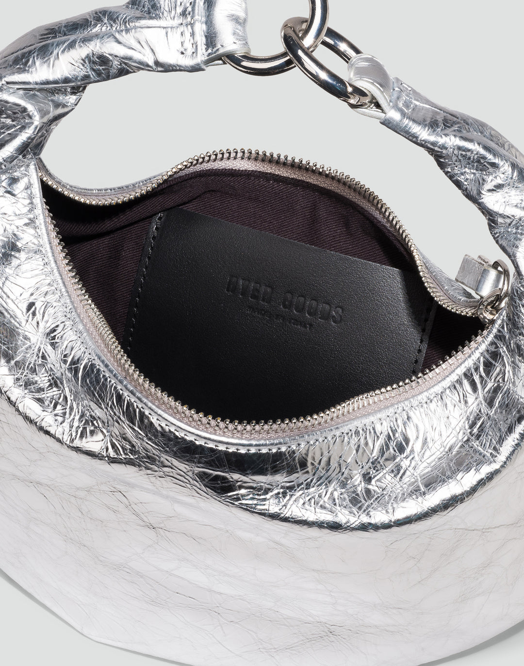 HYER GOODS Mini crescent micro ring bag silver #color_silver