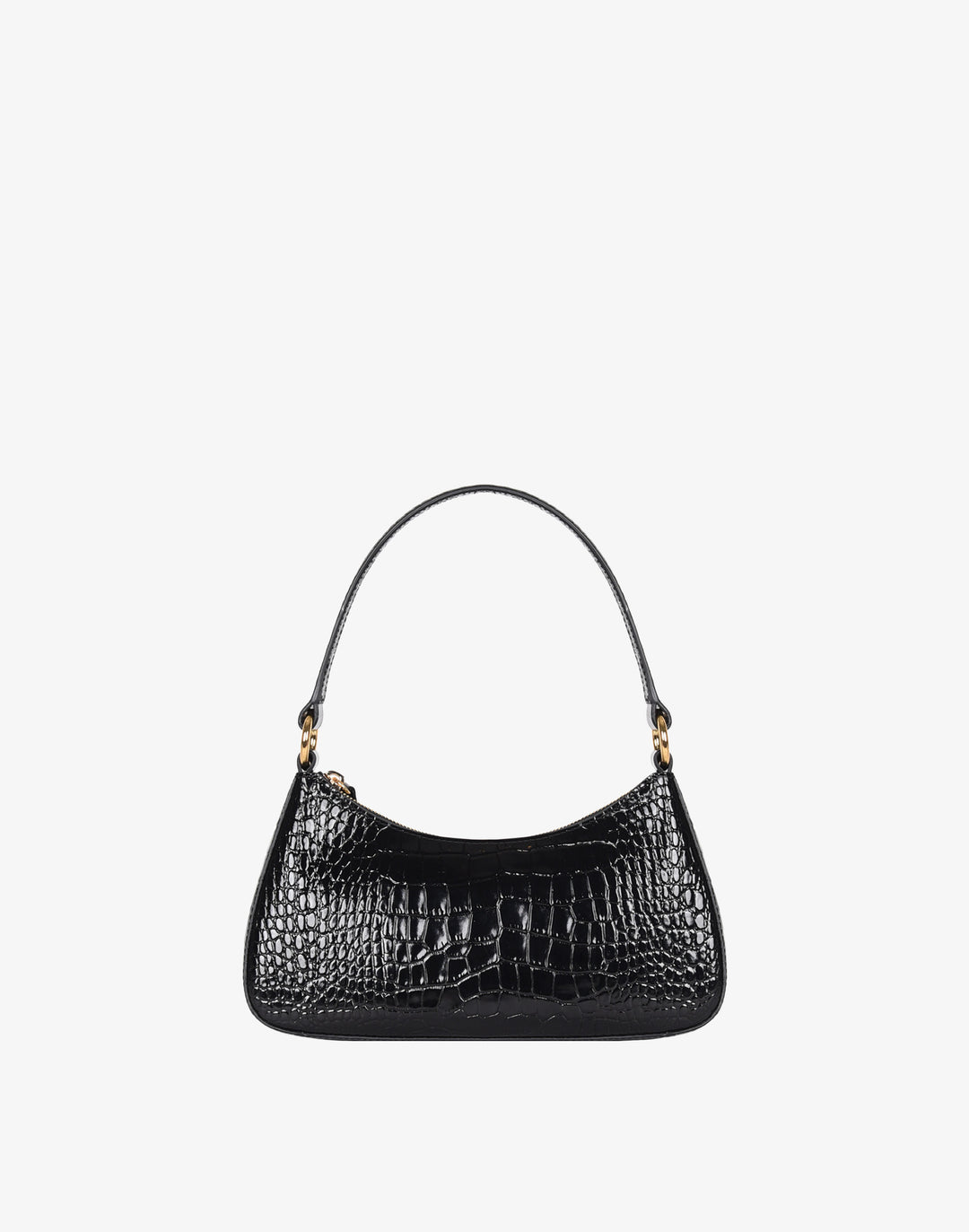 recycled genuine leather mini shoulder bag black crocodile #color_black-croco