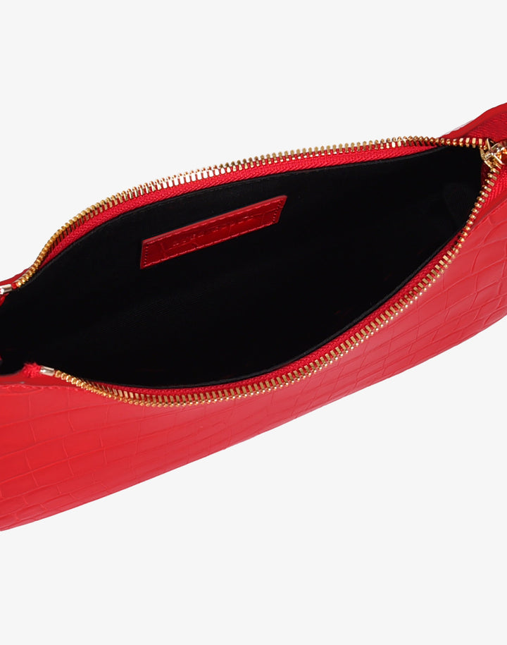Luxe Mini Shoulder Bag - Bright Red Croco