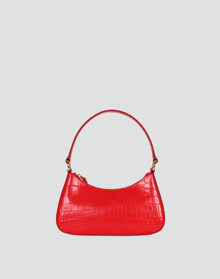Luxe Mini Shoulder Bag - Bright Red Croco