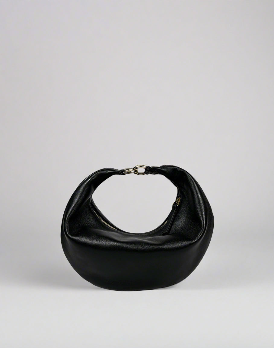 HYER GOODS convertible crossbody hobo Piccola ring bag #color_black-gold