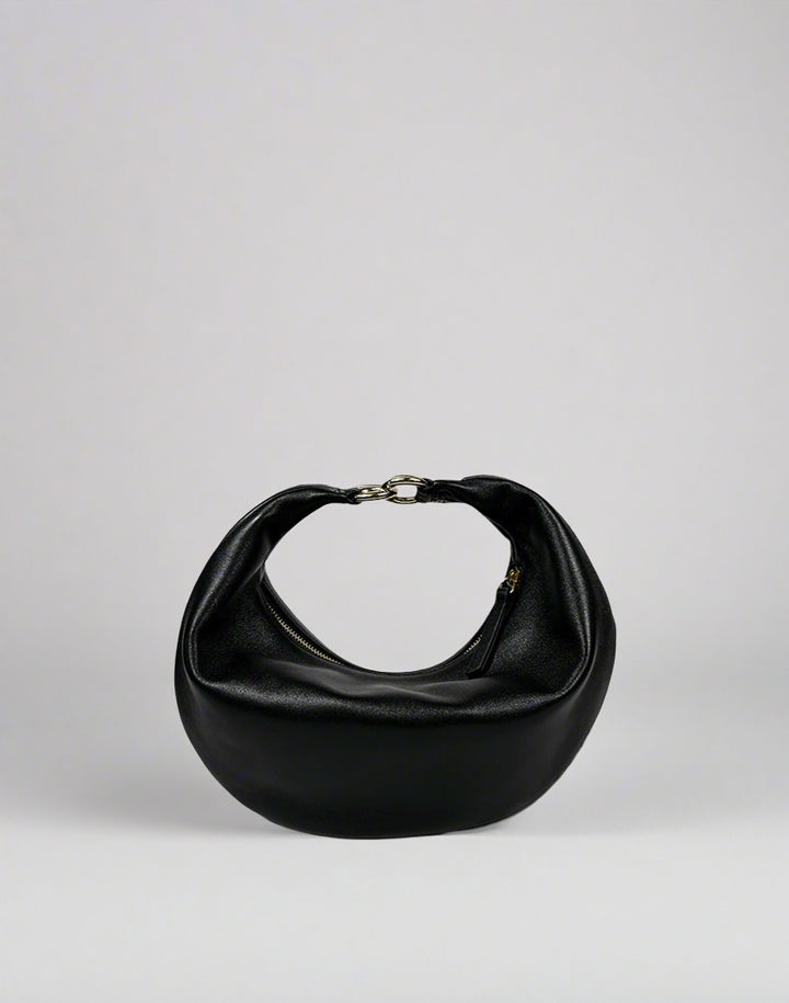 HYER GOODS convertible crossbody hobo Piccola ring bag #color_black-gold