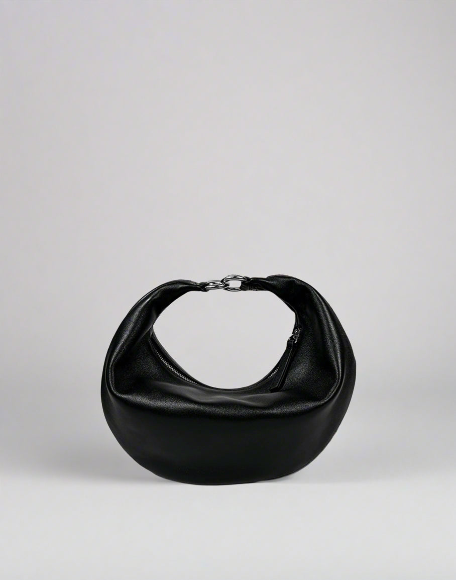 HYER GOODS convertible crossbody hobo Piccola ring bag #color_black-silver