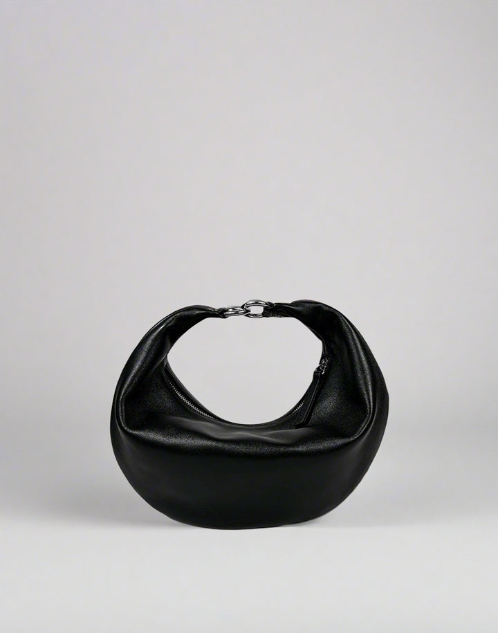 HYER GOODS convertible crossbody hobo Piccola ring bag #color_black-silver