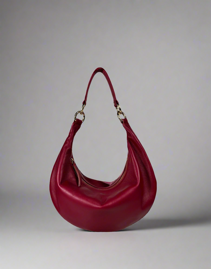 HYER GOODS convertible crossbody hobo Piccola ring bag #color_dark-cherry-red