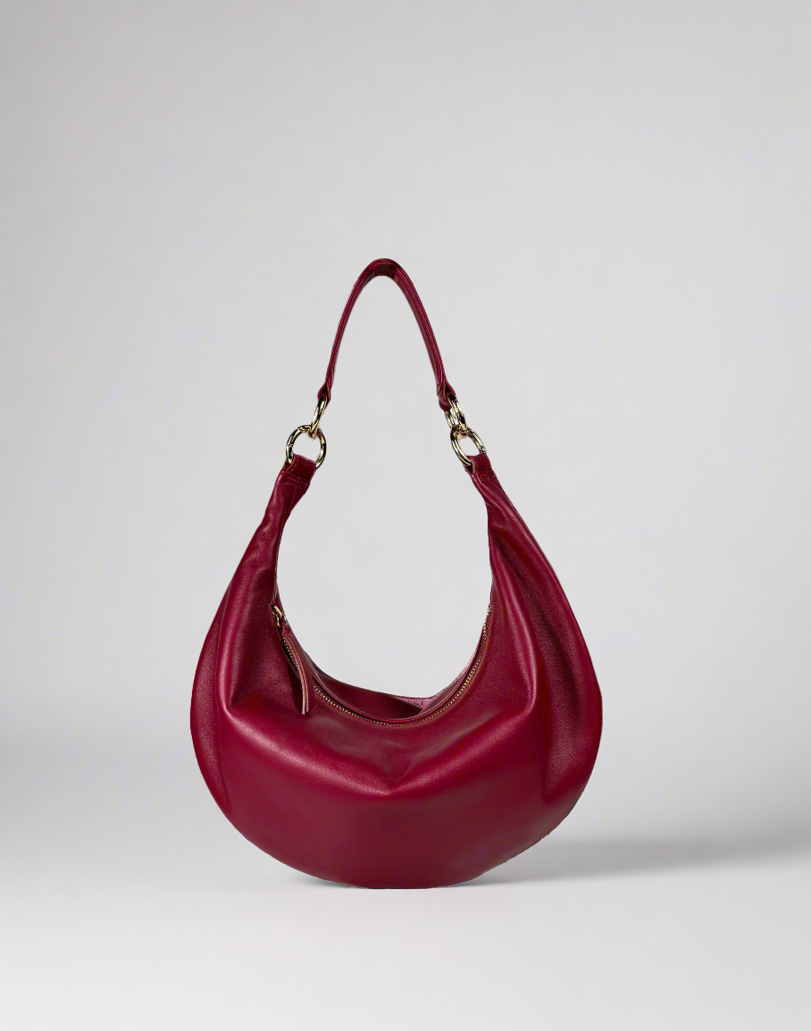 HYER GOODS convertible crossbody hobo Piccola ring bag #color_dark-cherry-red