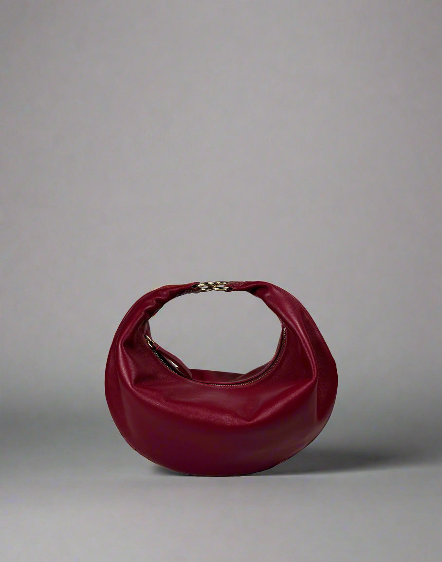 HYER GOODS convertible crossbody hobo Piccola ring bag #color_dark-cherry-red