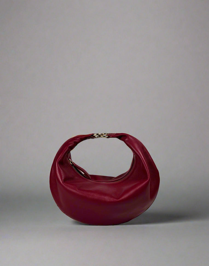 HYER GOODS convertible crossbody hobo Piccola ring bag #color_dark-cherry-red