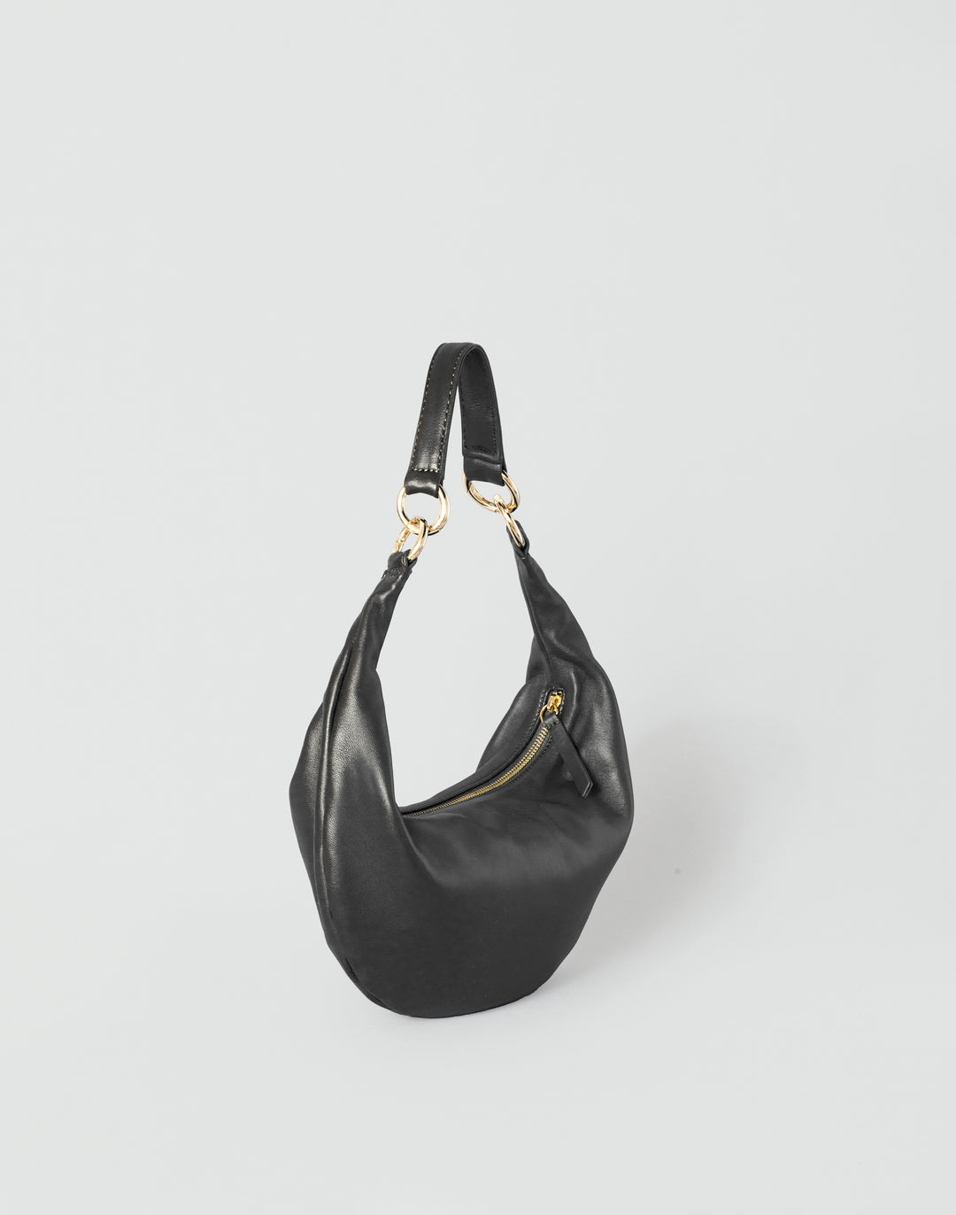 HYER GOODS convertible crossbody hobo Piccola ring bag #color_black-gold