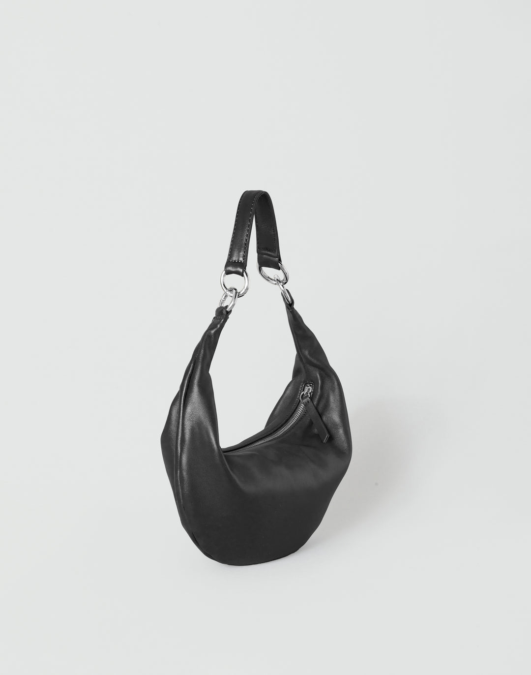 HYER GOODS convertible crossbody hobo Piccola ring bag #color_black-silver