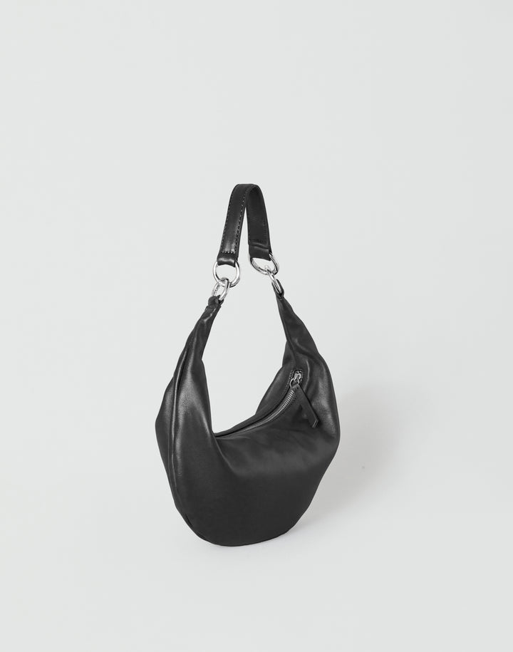 HYER GOODS convertible crossbody hobo Piccola ring bag #color_black-silver