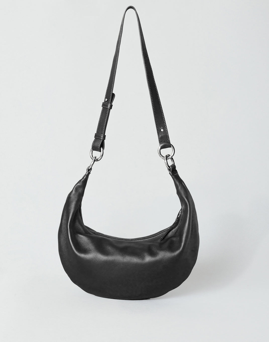 HYER GOODS convertible crossbody hobo Piccola ring bag #color_black-silver