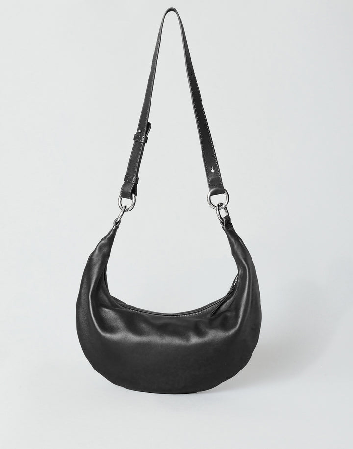 HYER GOODS convertible crossbody hobo Piccola ring bag #color_black-silver