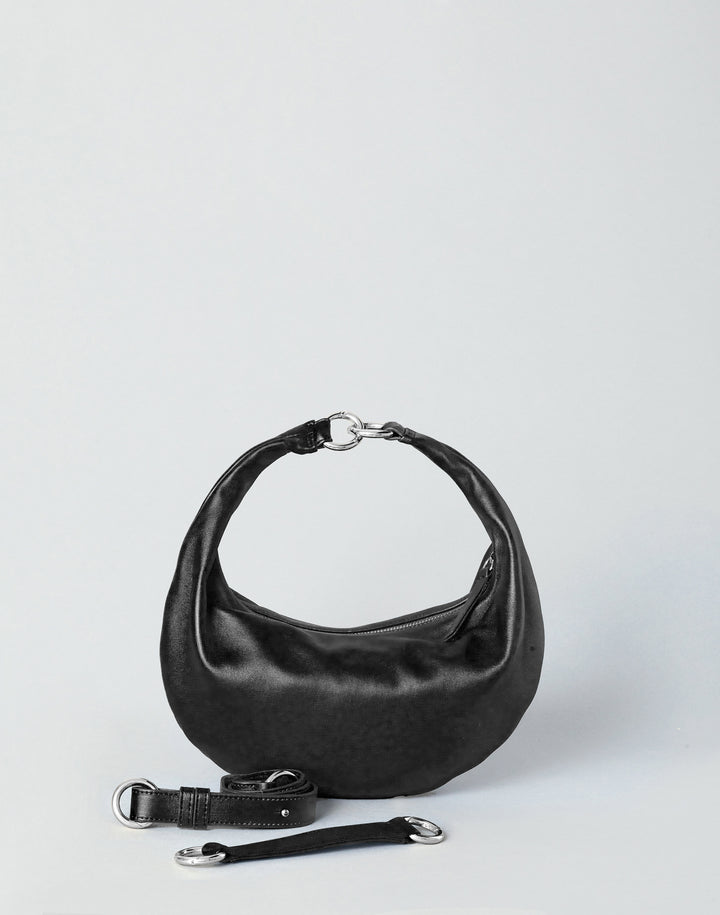 HYER GOODS convertible crossbody hobo Piccola ring bag #color_black-silver