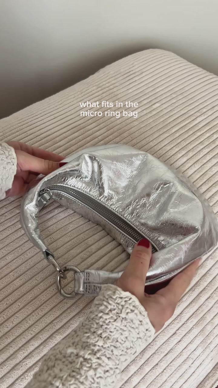 HYER GOODS Mini crescent micro ring bag silver #color_silver