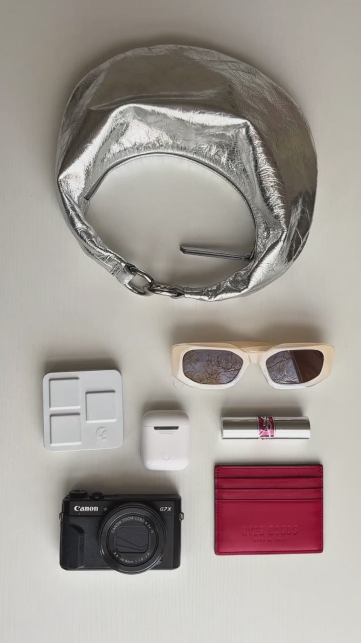 HYER GOODS Mini crescent micro ring bag silver #color_silver