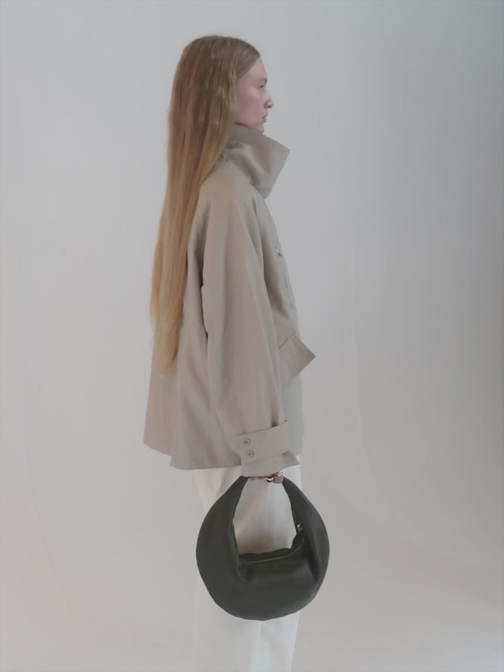 hyer goods ring bag convertible leather hobo crescent bag#color_olive