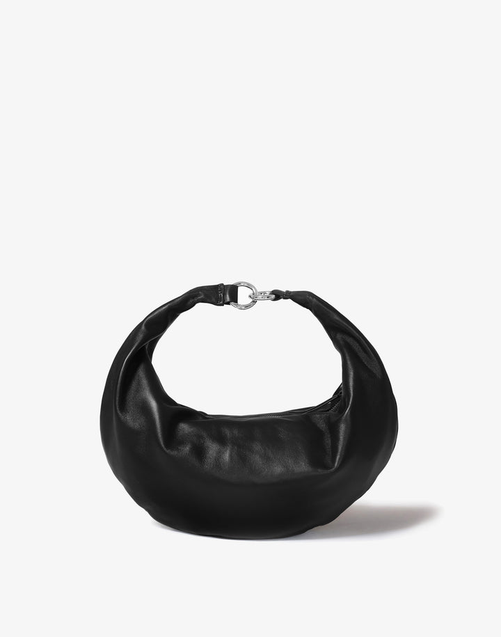 hyer goods ring bag convertible leather hobo bag#color_black-silver