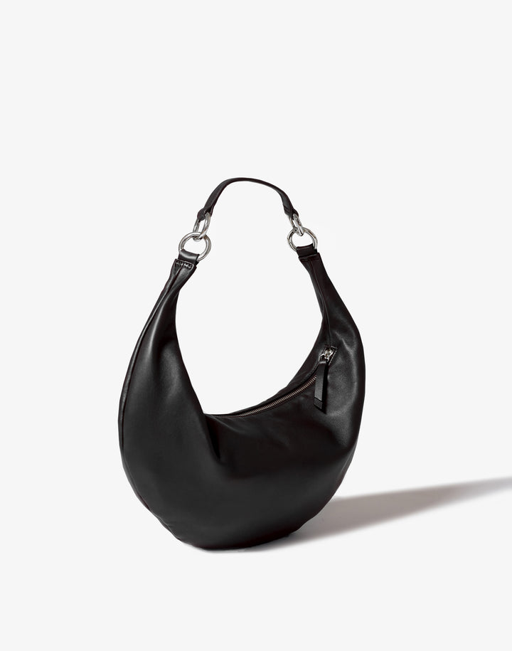 hyer goods ring bag convertible leather hobo bag#color_black-silver