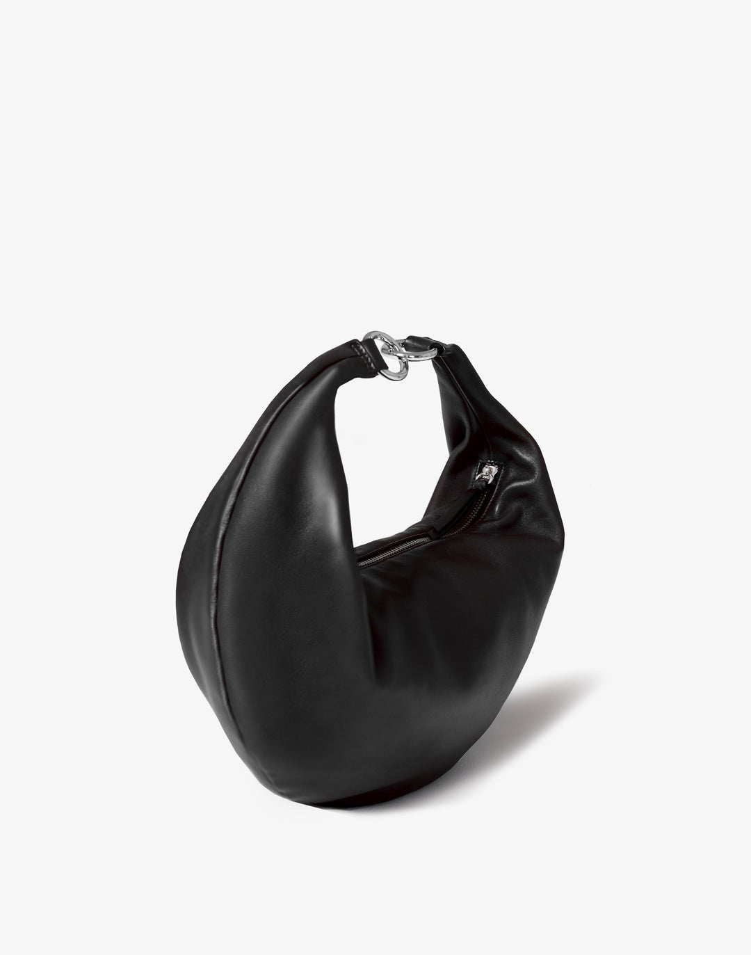 hyer goods ring bag convertible leather hobo bag#color_black-silver