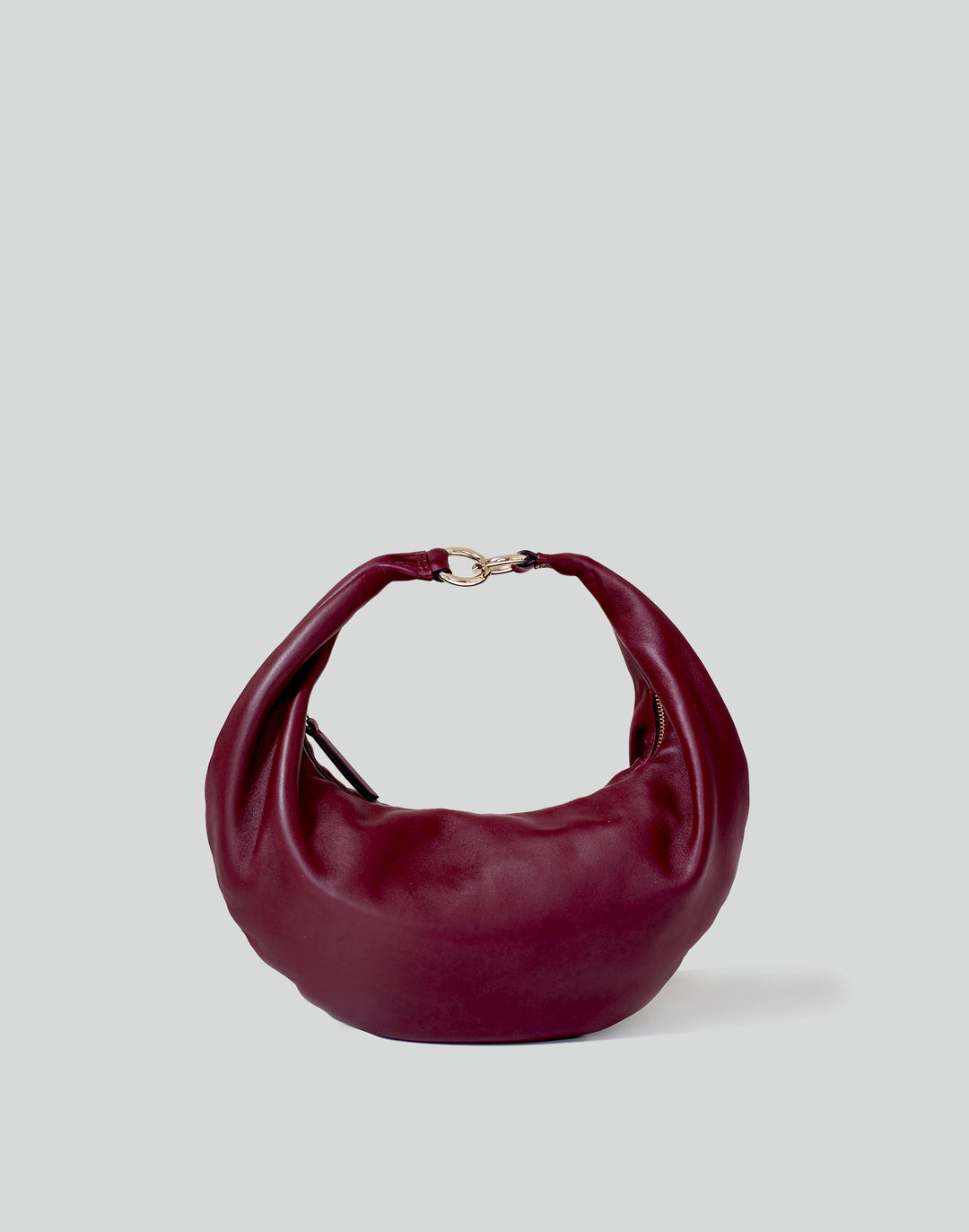 hyer goods ring bag convertible leather hobo crescent bag dark red#color_dark-cherry-red