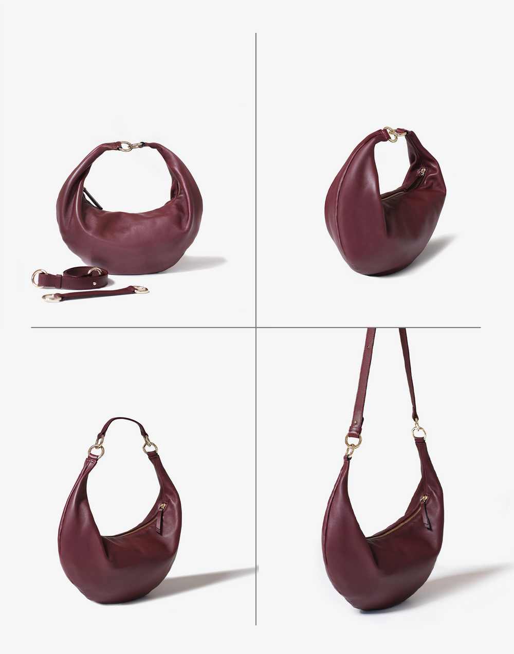 hyer goods ring bag convertible leather hobo bag#color_burgundy