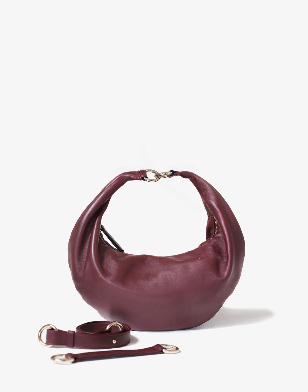 hyer goods ring bag convertible leather hobo bag#color_burgundy