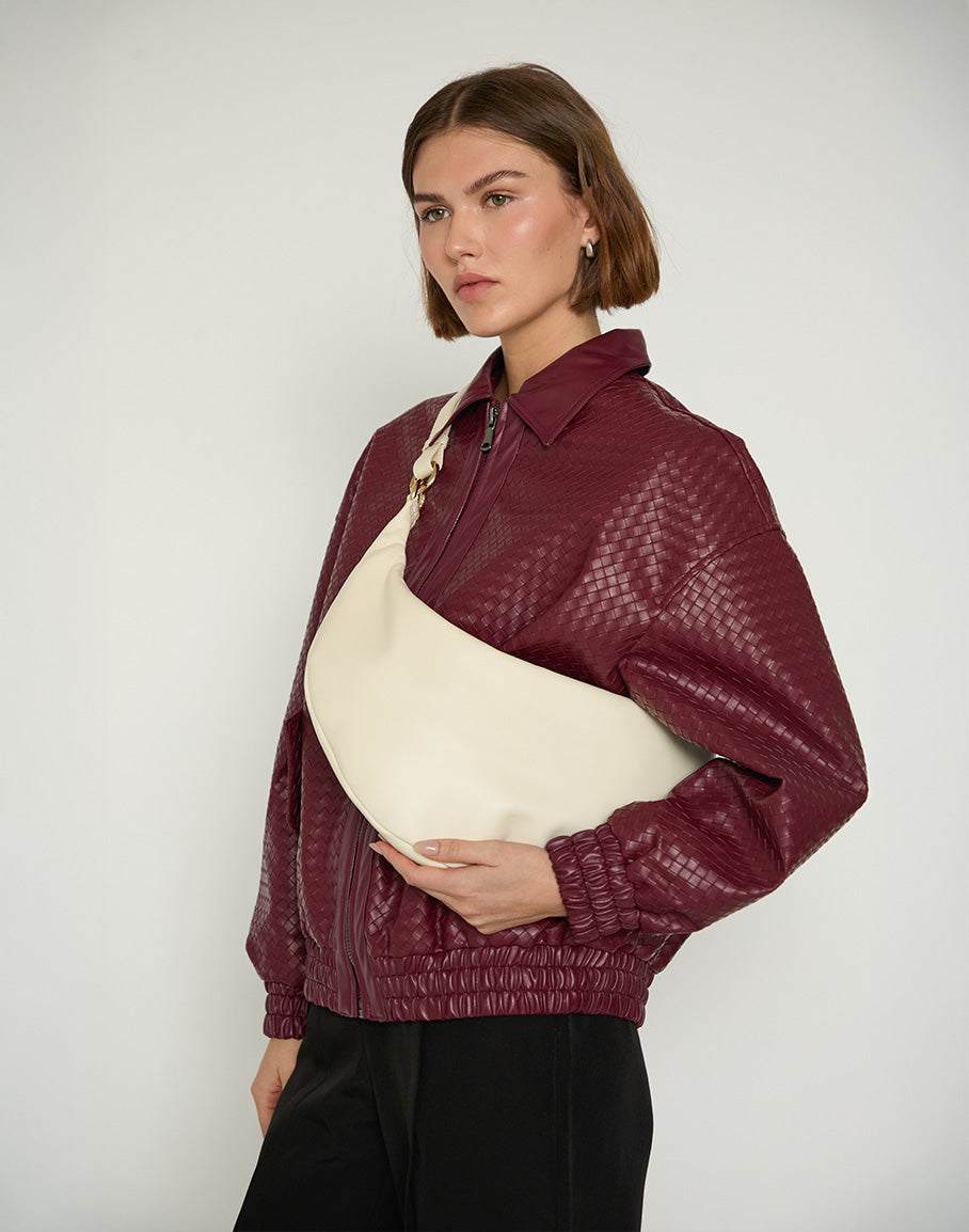 hyer goods ring bag convertible leather hobo bag#color_off-white