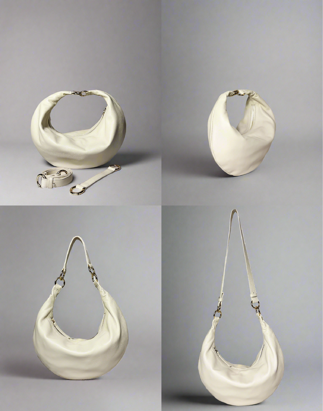 hyer goods ring bag convertible leather hobo bag#color_off-white