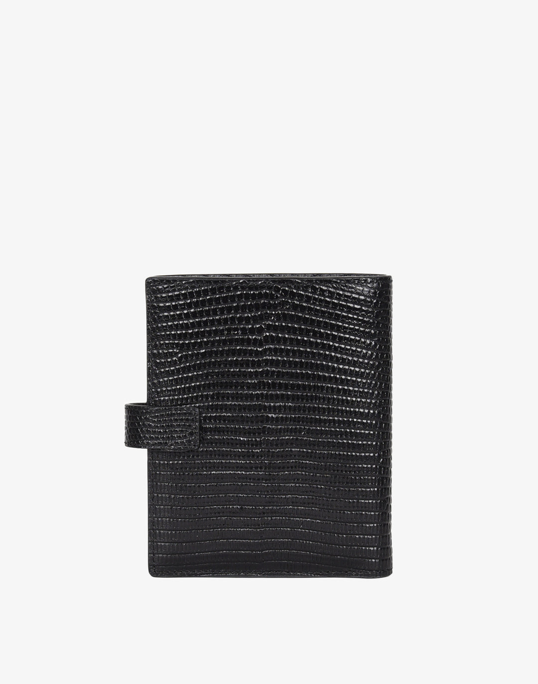 hyer goods recycled leather travel passport wallet with zipper pocket embossed black lizard#color_black-lizard