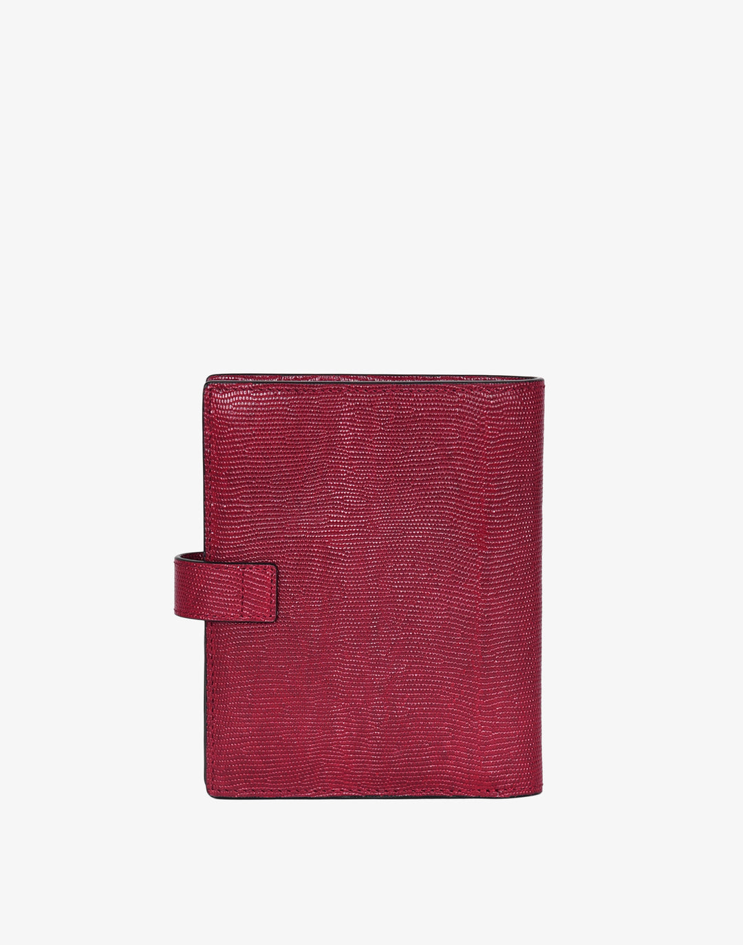 hyer goods recycled leather travel passport wallet with zipper pocket embossed cherry red lizard #color_cherry-red-lizard