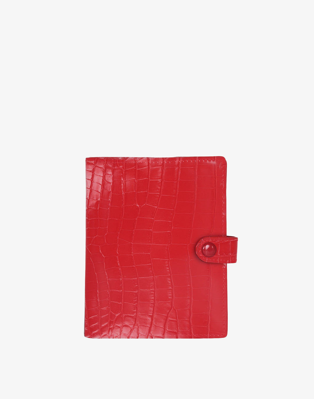 hyer goods recycled leather travel passport wallet with zipper pocket embossed red crocodile #color_bright-red-croco