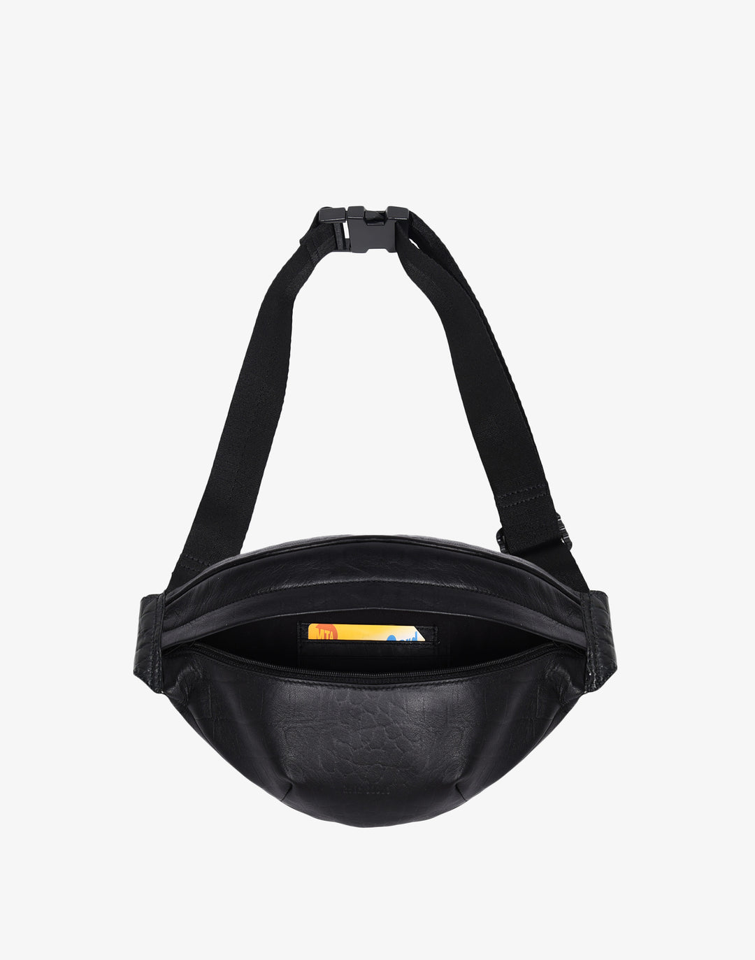 hyer goods recycled leather fanny pack black croc#color_black-croc