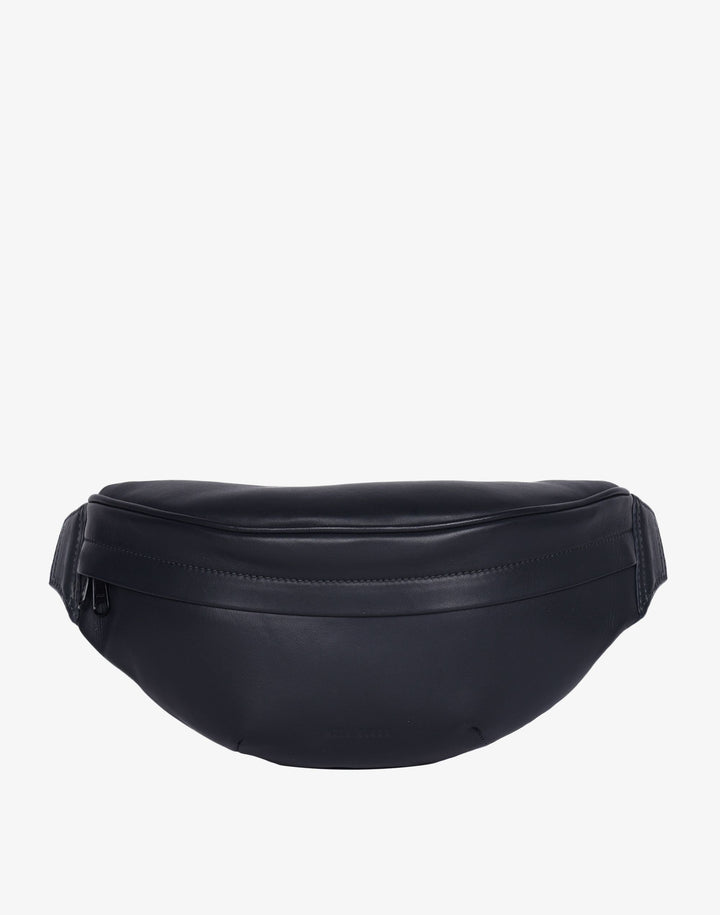 hyer goods large recycled leather fanny pack navy#color_smoky-navy