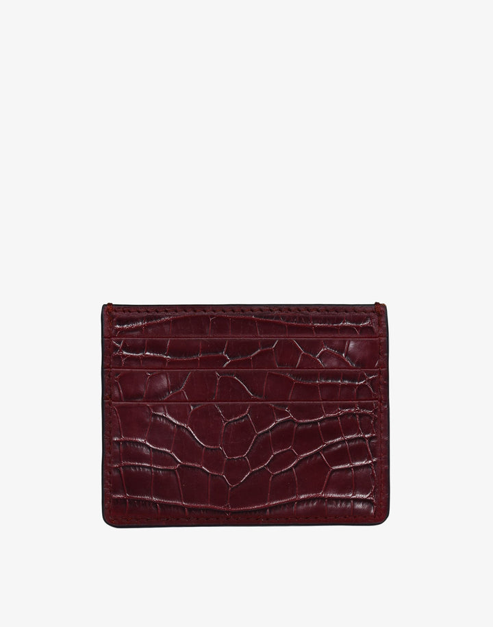 recycled leather card holder burgundy croc#color_burgundy-croco