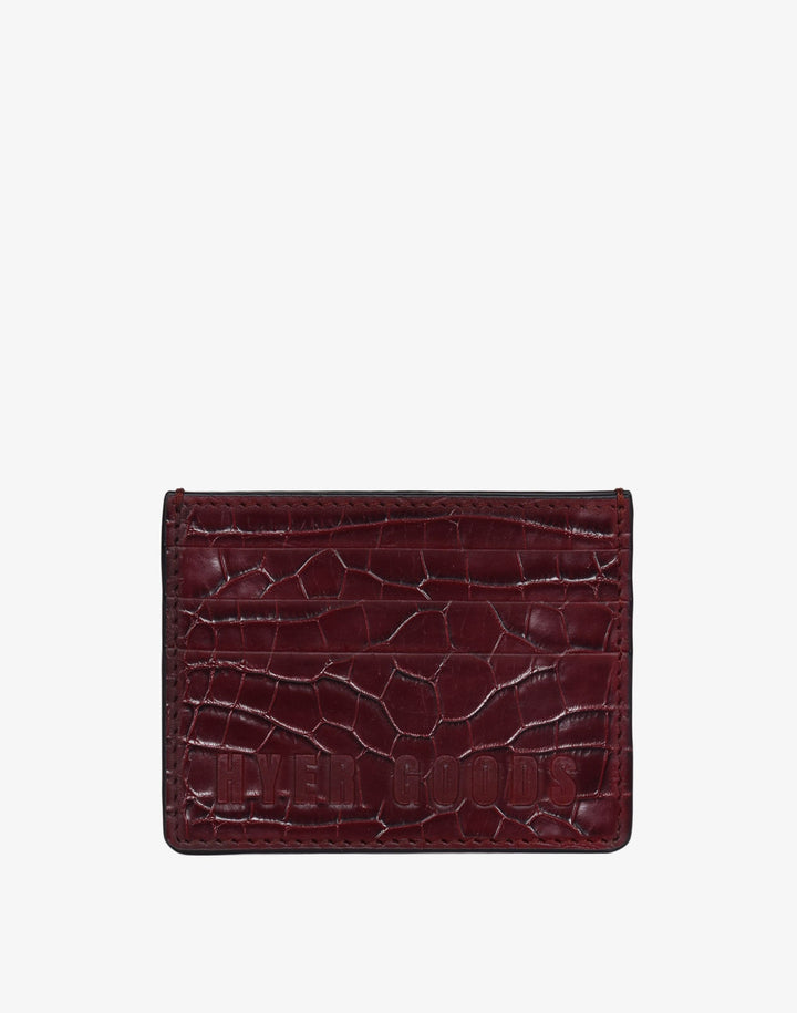 recycled leather card holder burgundy croc#color_burgundy-croco